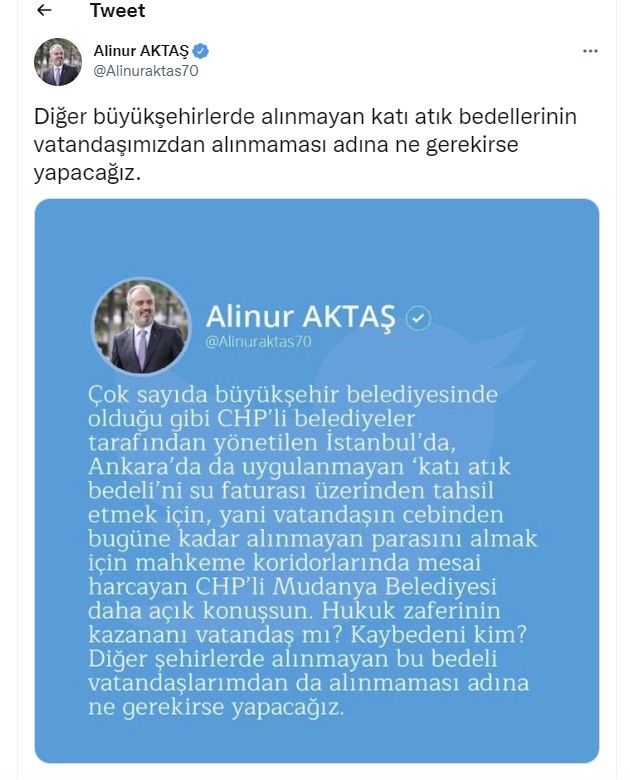Büyükşehir Belediye Başkanı Aktaş’tan, Mudanya Belediye Başkanına tepki