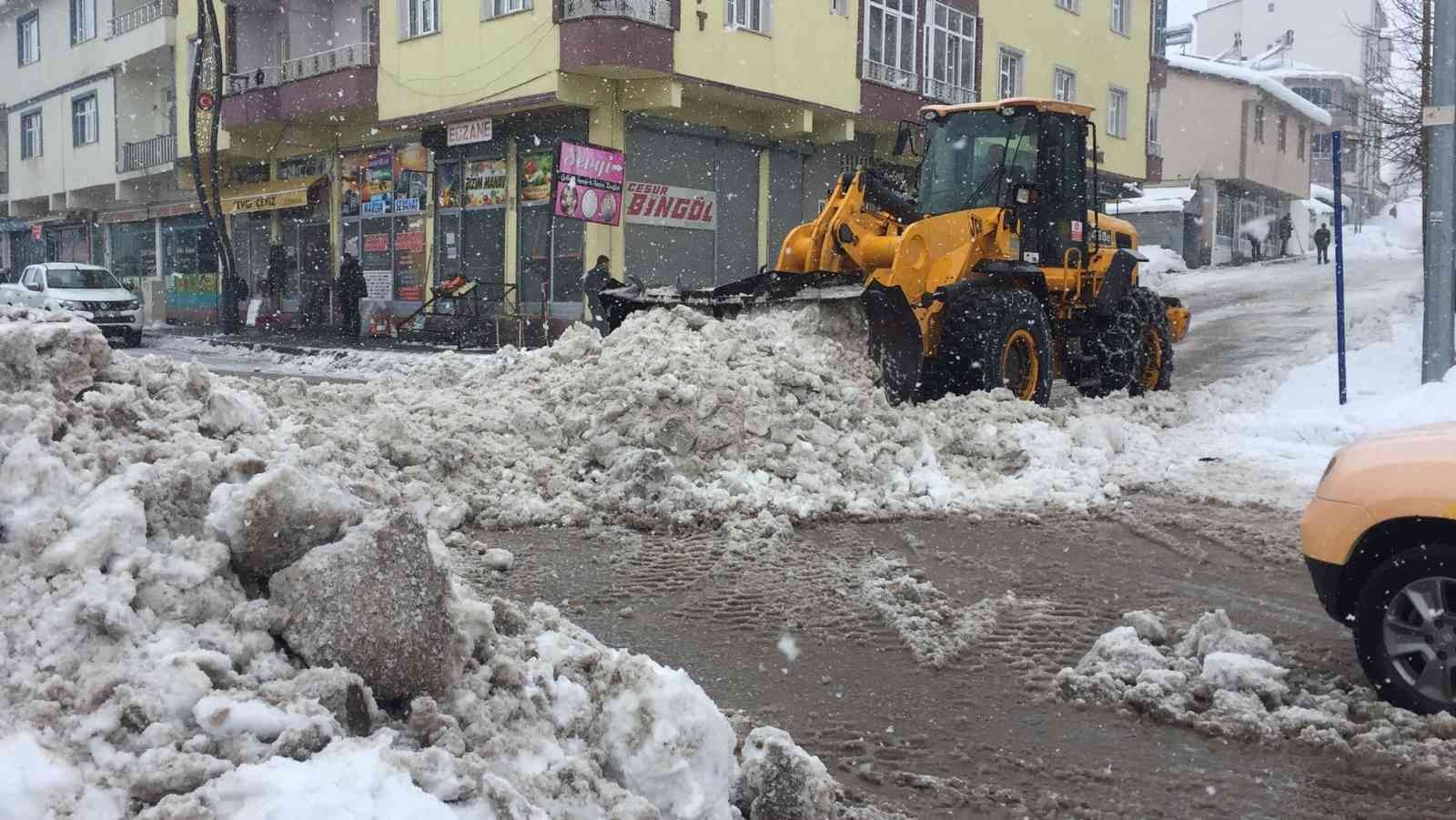 Karlıova’da karlar kamyonlarla kent dışına taşınıyor